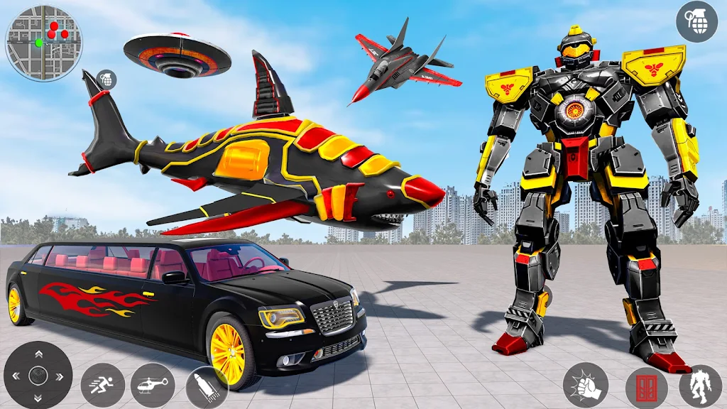 Shark Robot Transform Car Game Schermafbeelding 1