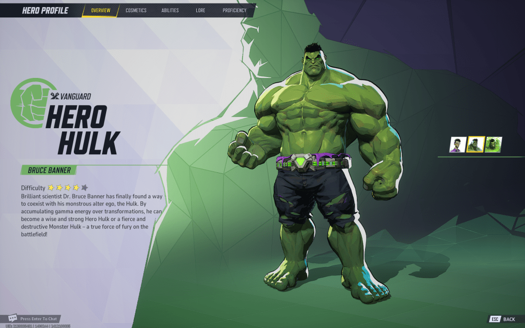 Hulk in Marvel Rivals Character Menu