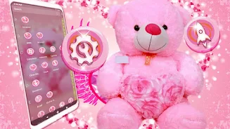 Pink Teddy Bear Theme Schermafbeelding 3