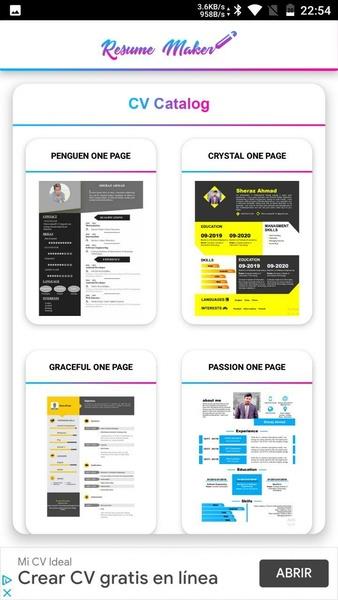 Free Resume Maker ภาพหน้าจอ 0