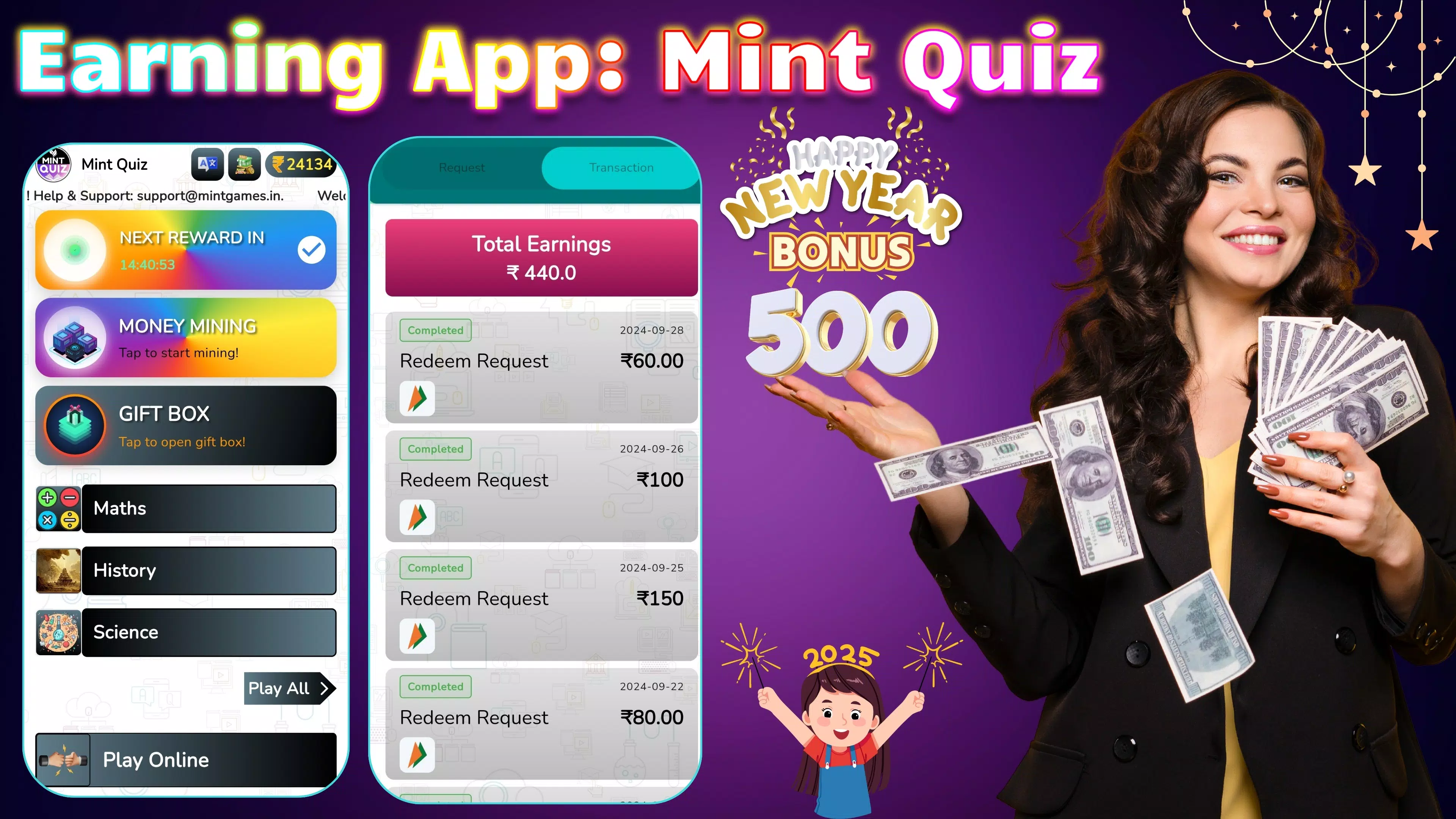 Earning App: Mint Quiz Ekran Görüntüsü 0